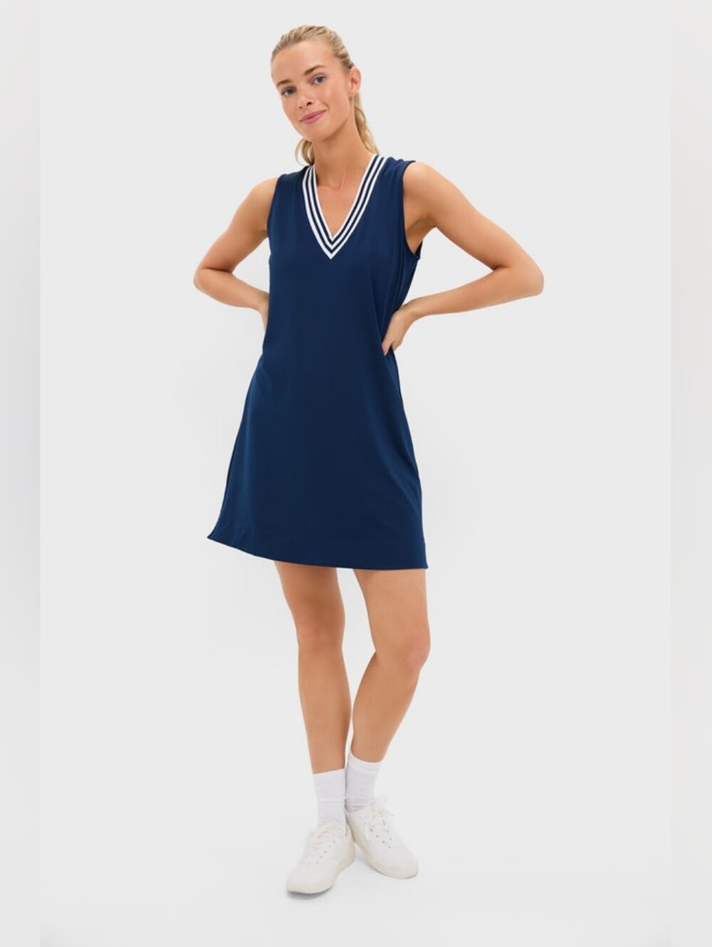 Tuckernuck Tnuck Sport Suzanne Tennis Dress Navy Performance Jersey Size M
